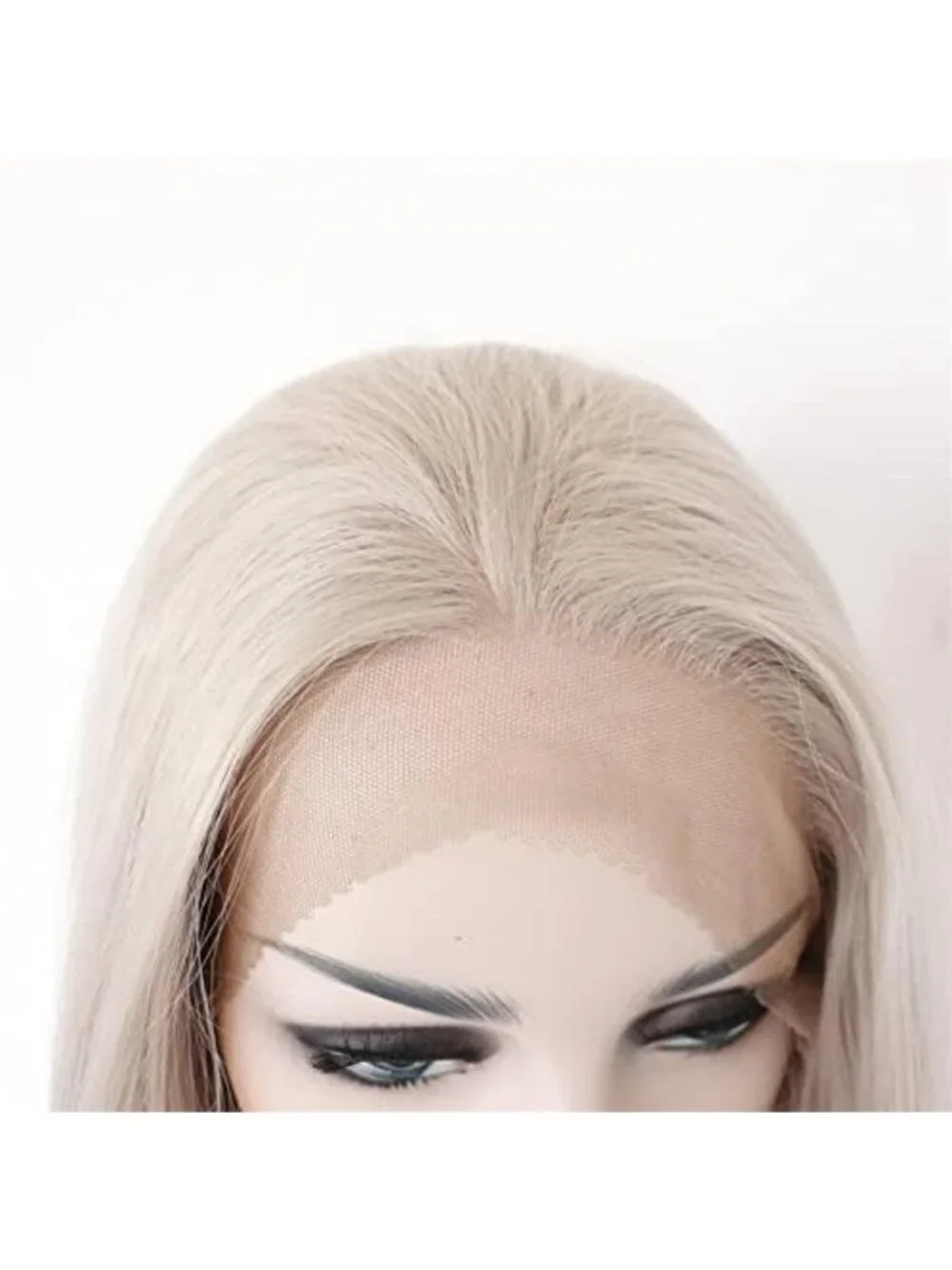 24-Inch Long Straight Silver Platinum Blonde Lace Front Wig - Heat Resistant